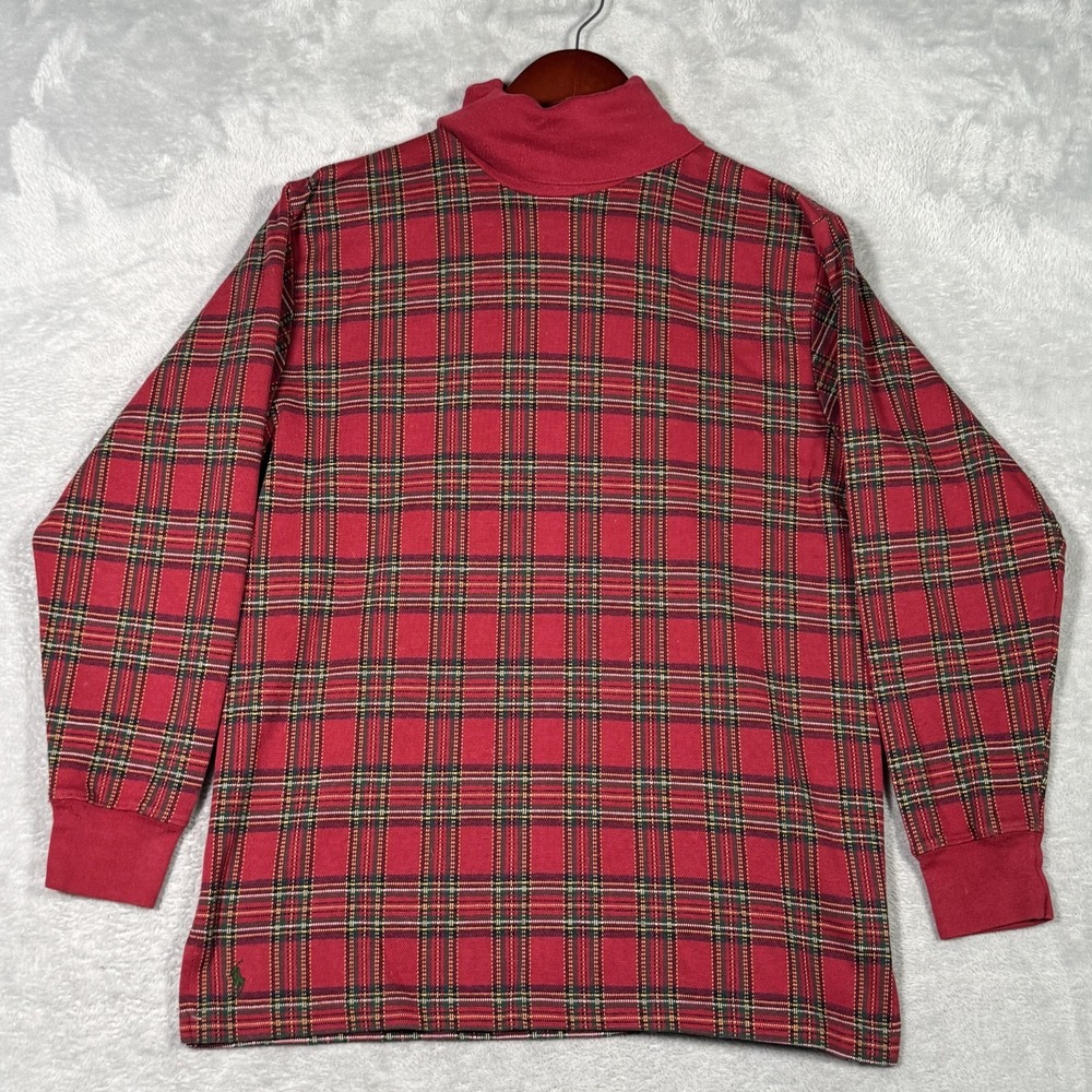 Vintage Ralph Lauren Sweater Mens S Red Tartan Plaid Turtleneck Pullover USA